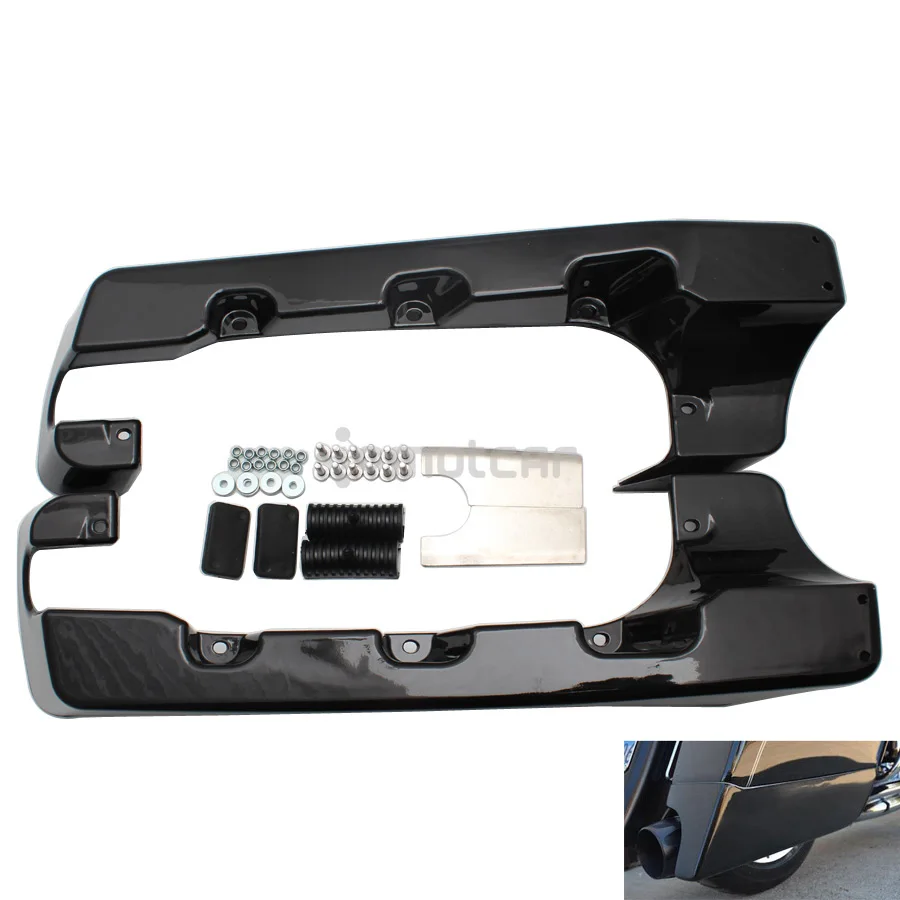 For Harley Road King Ultra Street Glide 1994-2013 ABS Double Cut Hard Motorcycle Saddlebag Extension Cover Glossy Black