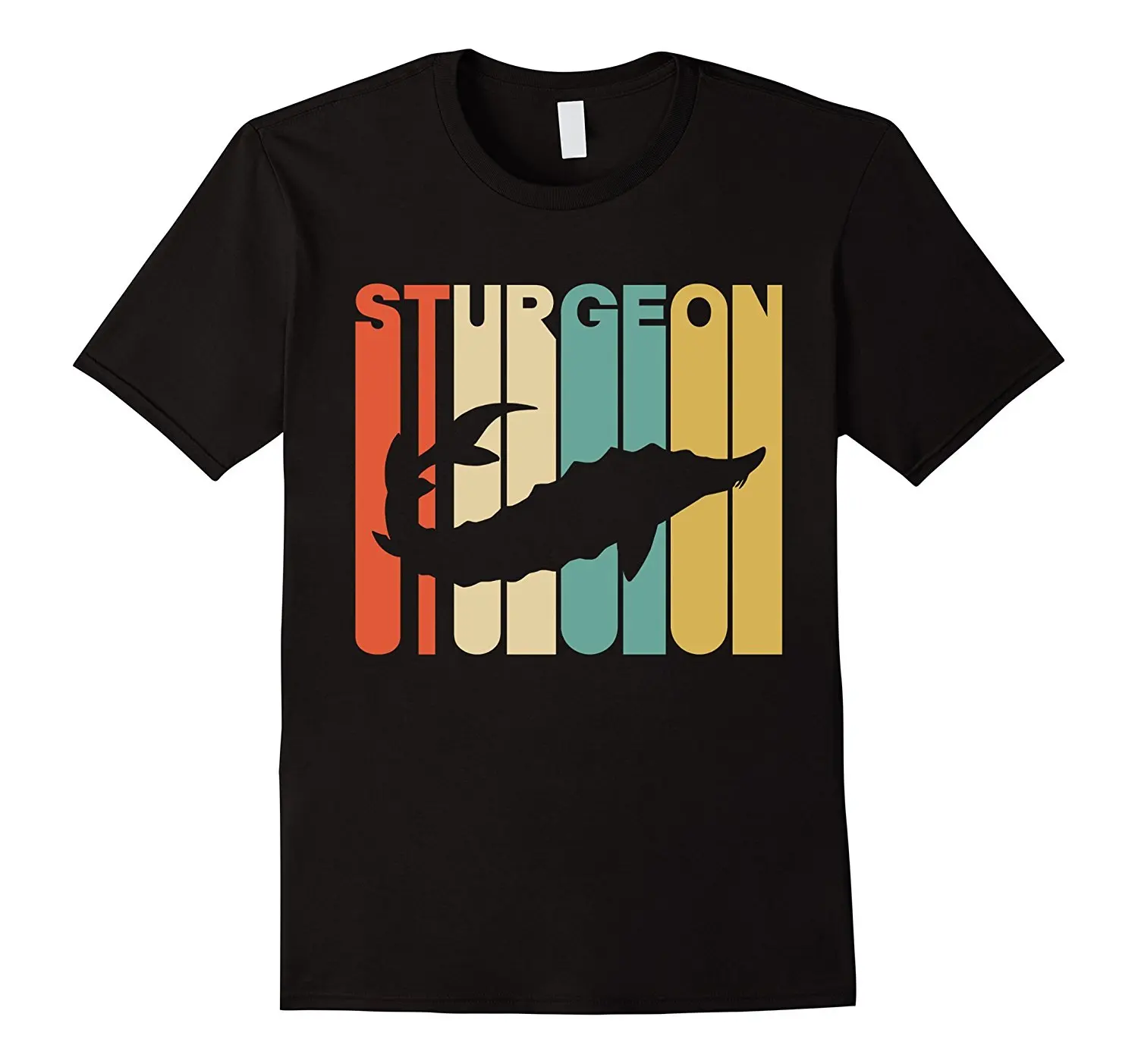 

Men Sturgeon Silhouette T-Shirt Summer Short Sleeve Print Tee Shirt New Fashion Men Tshirt Streetwear