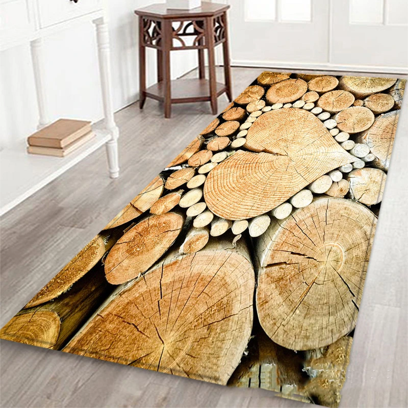 Details about   Wood Grain Floor Mat Carpet Bedroom Rug Kitchen Non-Slip Living Home Room Door 