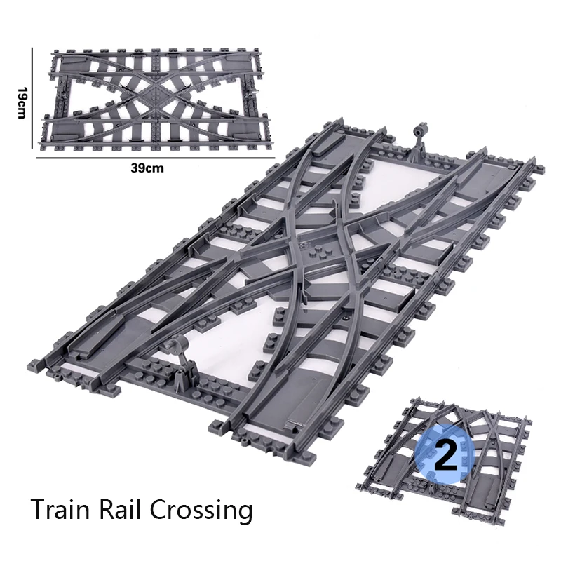 City Trains Flexible Switch Railway Tracks Rails Crossing Forked Straight Curved Building Block Bricks Toys Compatible with 7996 wood blocks for crafts