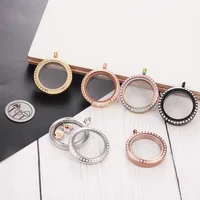 Wholesale with Crystals Floating Lockets Waterproof 20mm 25mm 30mm 35mm 316l Stainless Steel Round Glass Locket Pendant 1