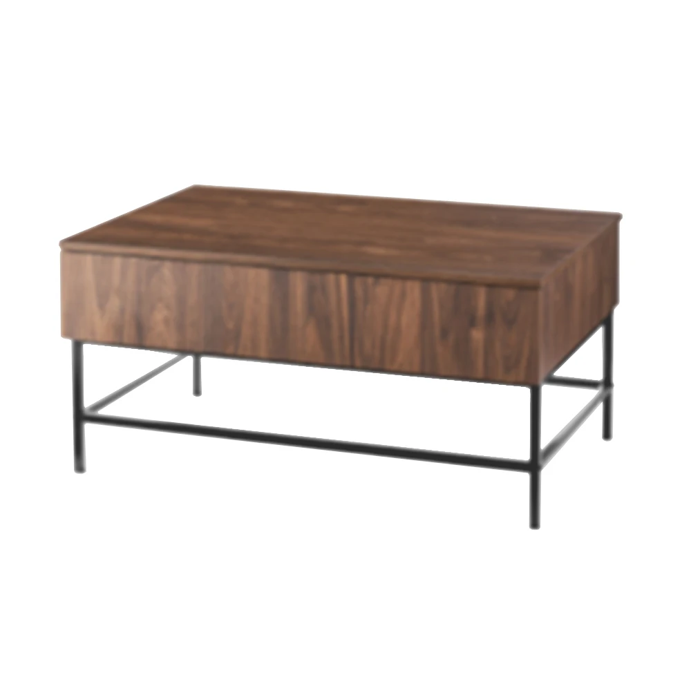 

coffee table basse de salon Nordic modern tea table canyon walnut color mesa de centro mesa desk 2 drawers 91X60X45cm iron legs