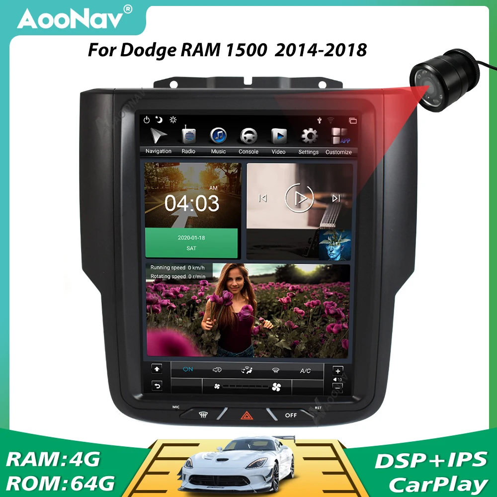 

Car Radio 2 Din Android For Dodge RAM 1500 3500 Tesla Style GPS Navigation 2013-2018 DSP Unit Stereo Multimedia Player