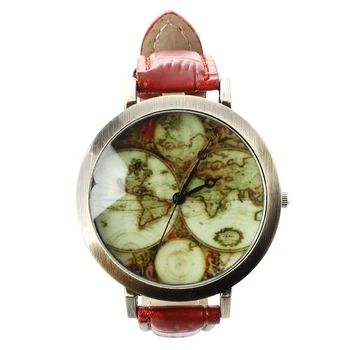 

Unisex Quartz Watch with Red Leather Strap in New PU