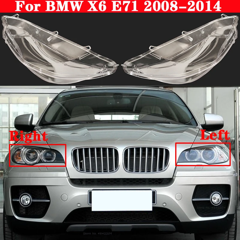 

Car Front Headlight Lens Cover For BMW X6 E71 2008-2014 xDrive 35i/40i/50i glass Shell Headlamp Lampshade head light lamp cover