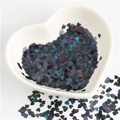 laser black 4mm Love Heart Sequins Ultrathin Paillettes Laser Silver Glitter Sequin PET Paillette For Nails Art Wedding PartyDecoration 8g - Цвет: laser black