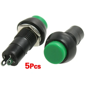 

5 Pcs Green Cap SPST OFF-(ON) Momentary Push Button Switch N/O AC 250V/3A
