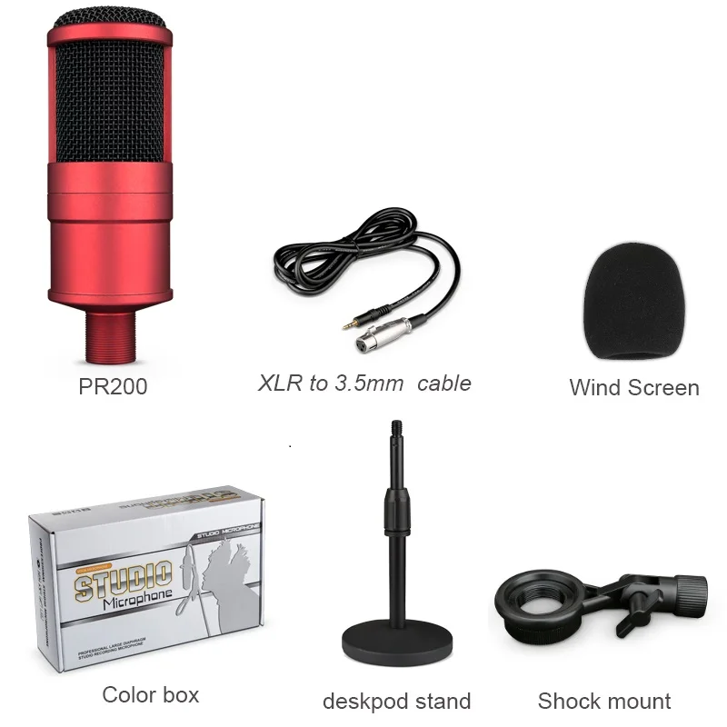 My Mic PR200Z конденсаторный Студийный микрофон для записи с настольной подставкой для прямой трансляции