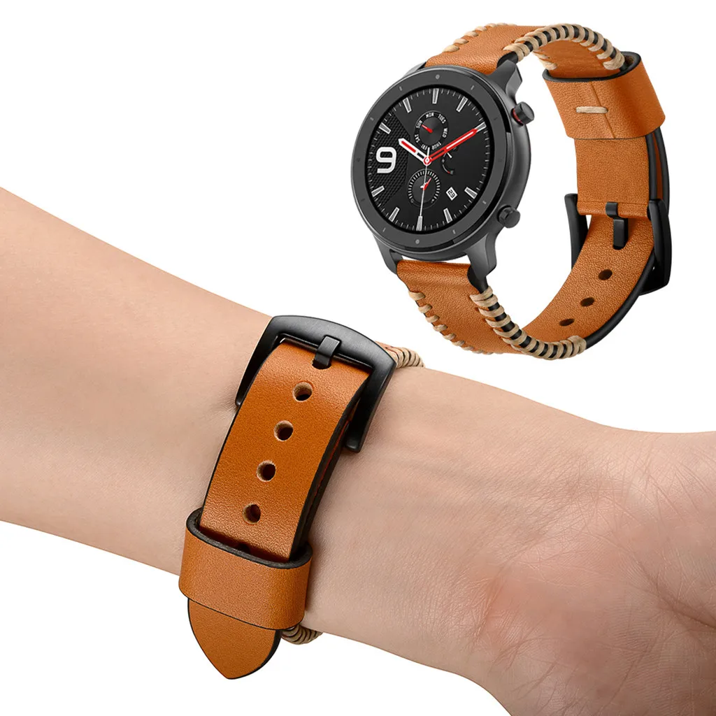 Уникальный кожаный ремешок на запястье для AMAZFIT GTR Смарт-часы 47 мм текстура премиум-ремешок быстрый выпуск для женщин и мужчин