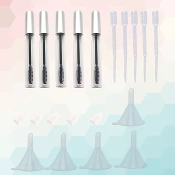 

5pcs Empty Mascara Tube with Eyelash Wand 5pcs Funnels and 5pcs Transfer Pipettes Set for Castor Oil DIY Mascara