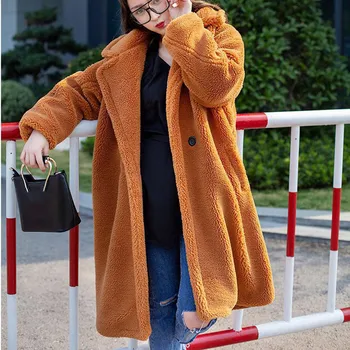 

KANCOOLD coats Womens Fashion Long Knee Ladies Vintage Faux Fur Lapel Outwear Pockets new coats and jackets women 2019Sep30