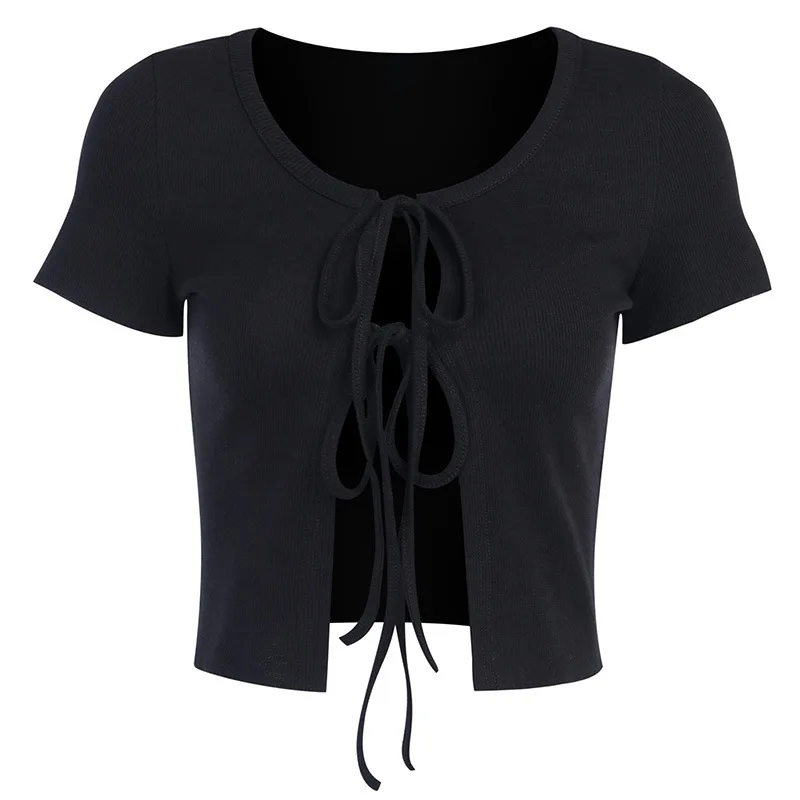 Casual Short Sleeves Design tshirt Women Streetwear Style Cotton Midriff Cardigan Sexy Women Clothing Designer 2020 Summer New