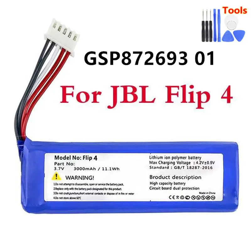 

Оригинальный сменный аккумулятор GSP872693 01 3000 мАч для JBL Flip 4 Flip 4 Special Edition, батареи с инструментами