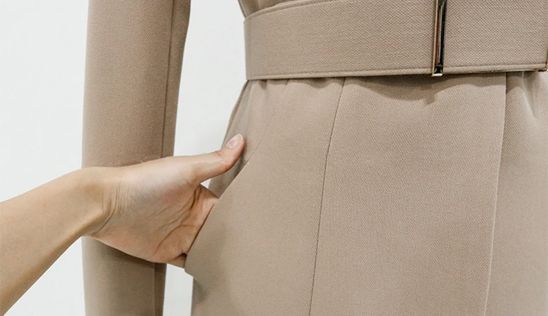 Модные комплект из двух предметов для Для женщин с v-образным вырезом с длинным рукавом Блейзер Пальто с пояс с высокой талией брюки 2019