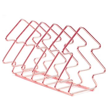 

File Sorter Organizer 5 Section Book Ends azine Holder Rack Desktop Book Stand for Home,Office (Rose Gold)