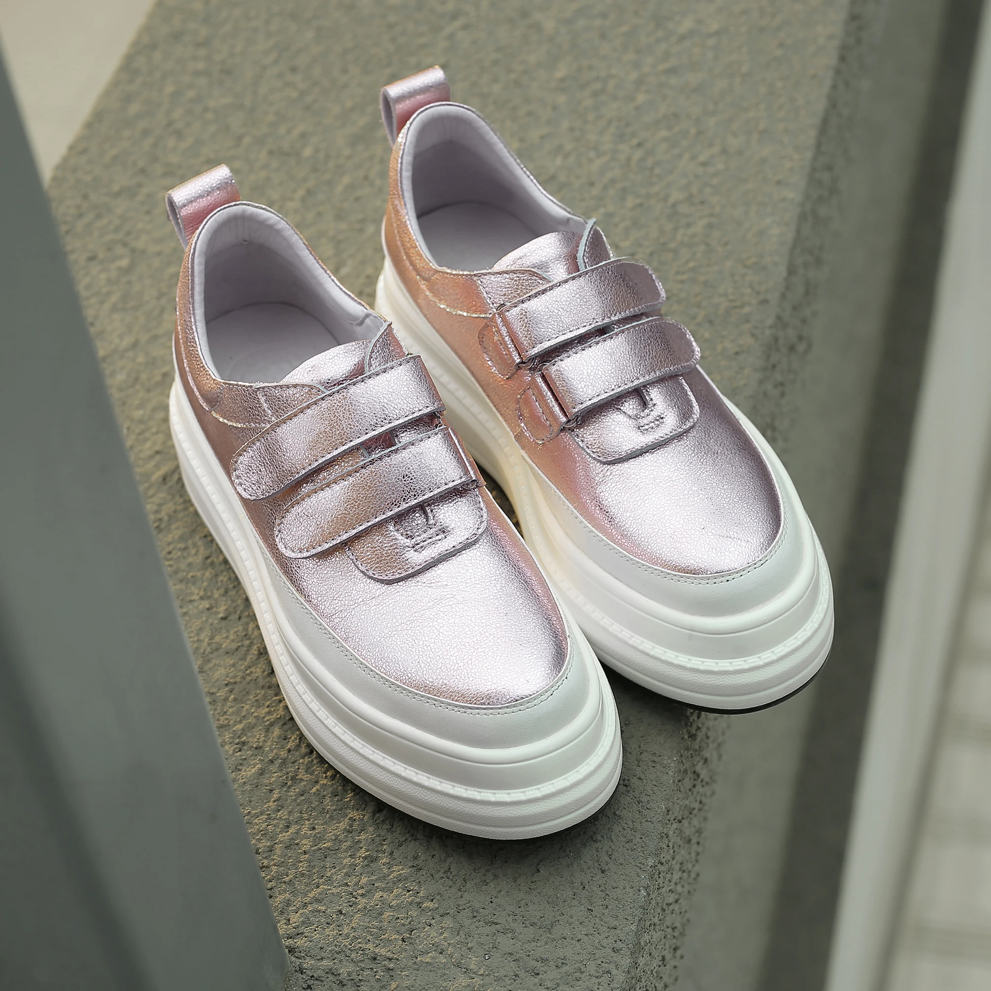 

Women's genuine leather hook&loop plaform flats oxfords leisure soft comfortable espadrilles high quality moccasins shoes women