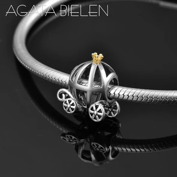 

New 925 Sterling Silver fairy tale hollow out pumpkin car shape fine Bead for Jewelry making Fit Original Pandora Charm Bracelet