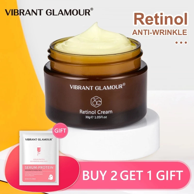 VIBRANT GLAMOUR-crema Retinol Facial, crema reafirmante hidratante para el cuidado de la piel Facial, antiedad, elimina las arrugas, blanqueador iluminador