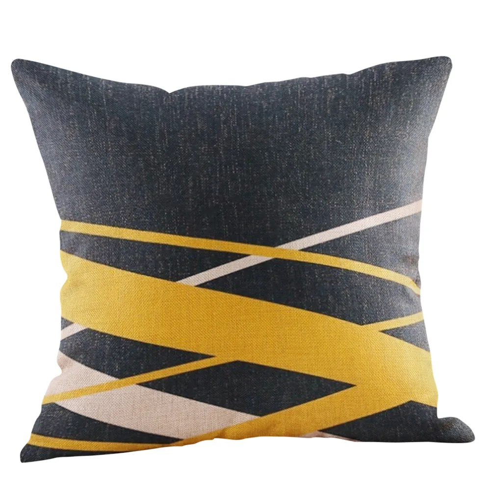 

2019 Mustard Yellow Geometric Decorative Pillowcases Fall Autumn Linen Throw Pillow Case Cushion Cover Pillowcase Home Decor 822