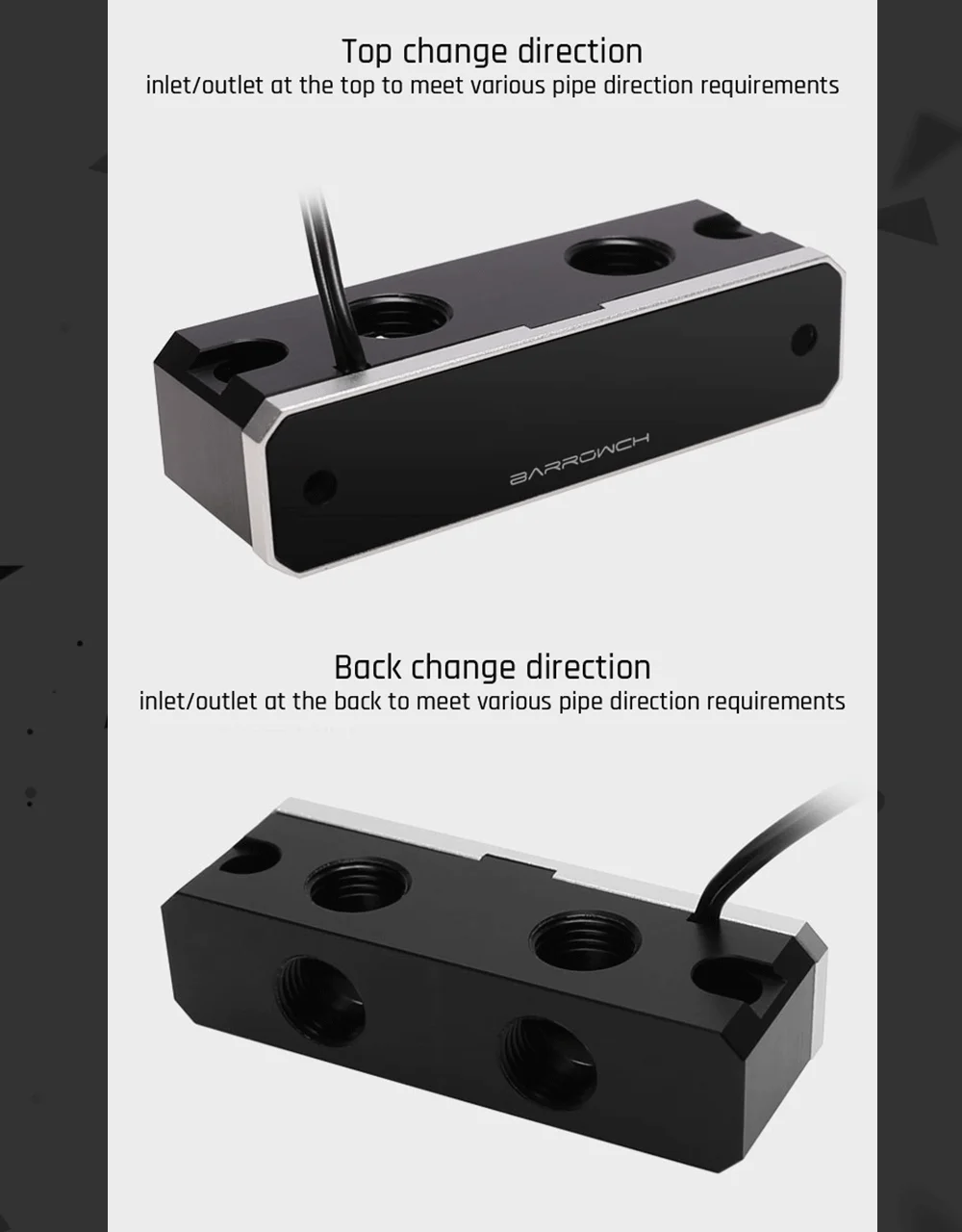 Barrowch FBQTS90-01, Digital Display Bridge For Barrow GPU Block, Vertical Dedicated 90 Degree Bridge Connector  