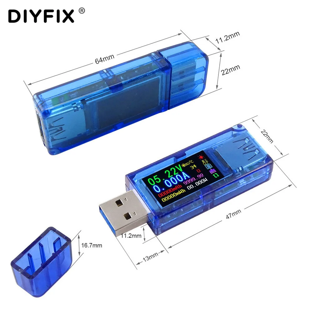 DIYFIX AT34 3,0 USB тестер ips HD цветной ЖК-вольтметр с экраном Амперметр измеритель напряжения тока мультиметр батарея Зарядка power Bank