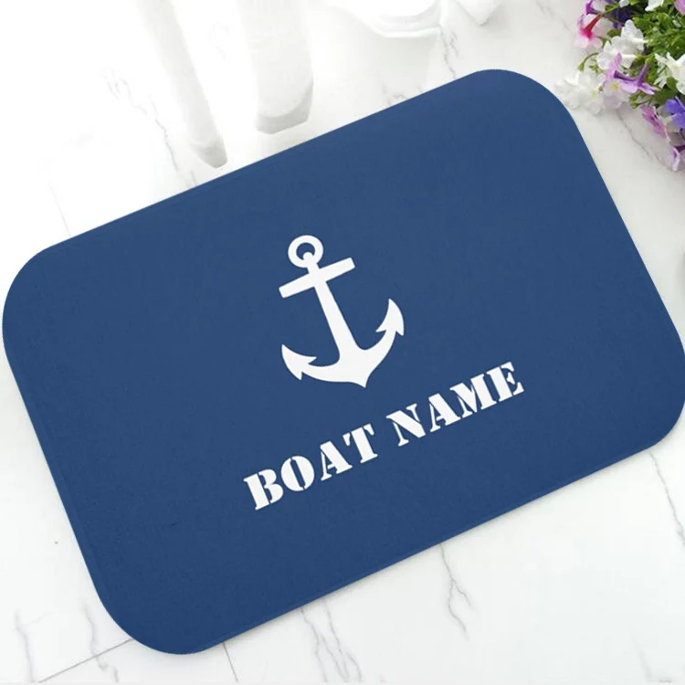 Шикарный морской якорь лодка темно-синие полосы персональный коврик Современный пользовательский ваша лодка имя резиновый Придверный коврик ковер Декор - Цвет: Anchor Note Name