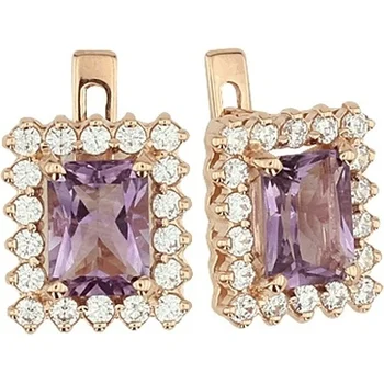 

Aloris earrings with amethyst and cubic zirconia in red gold