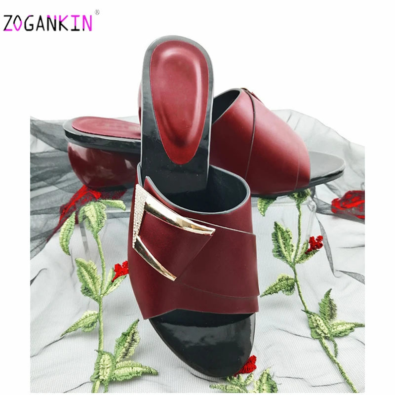 

Leisure Style Italian Women Shoes in Wine Color Nigerian Women Slipper Slingbacks Concise Style for Office Lady