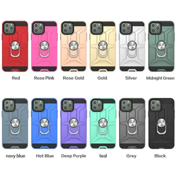 

200pcs/lot For iPhone 11 Pro Max XR XS Max Rugger Armor Removable Ring Holder Hard Case For iPhone 8 7 6S Plus