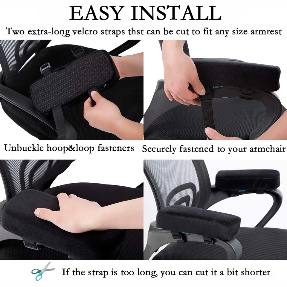 Cuscini Braccioli Memory Foam - Set Da 2 Per Sedia Ufficio, Antiscivolo E Lavabili - Foto 2