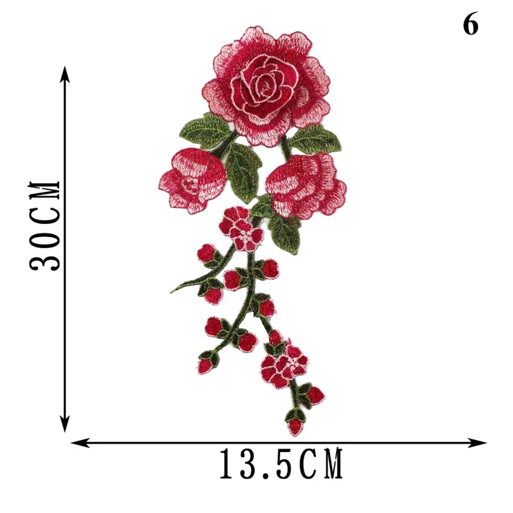 1 шт. вышитые нашивки цветы розы для одежды Parches Bordados Para La Ropa аппликация вышивка цветок нашивки для одежды - Цвет: 6