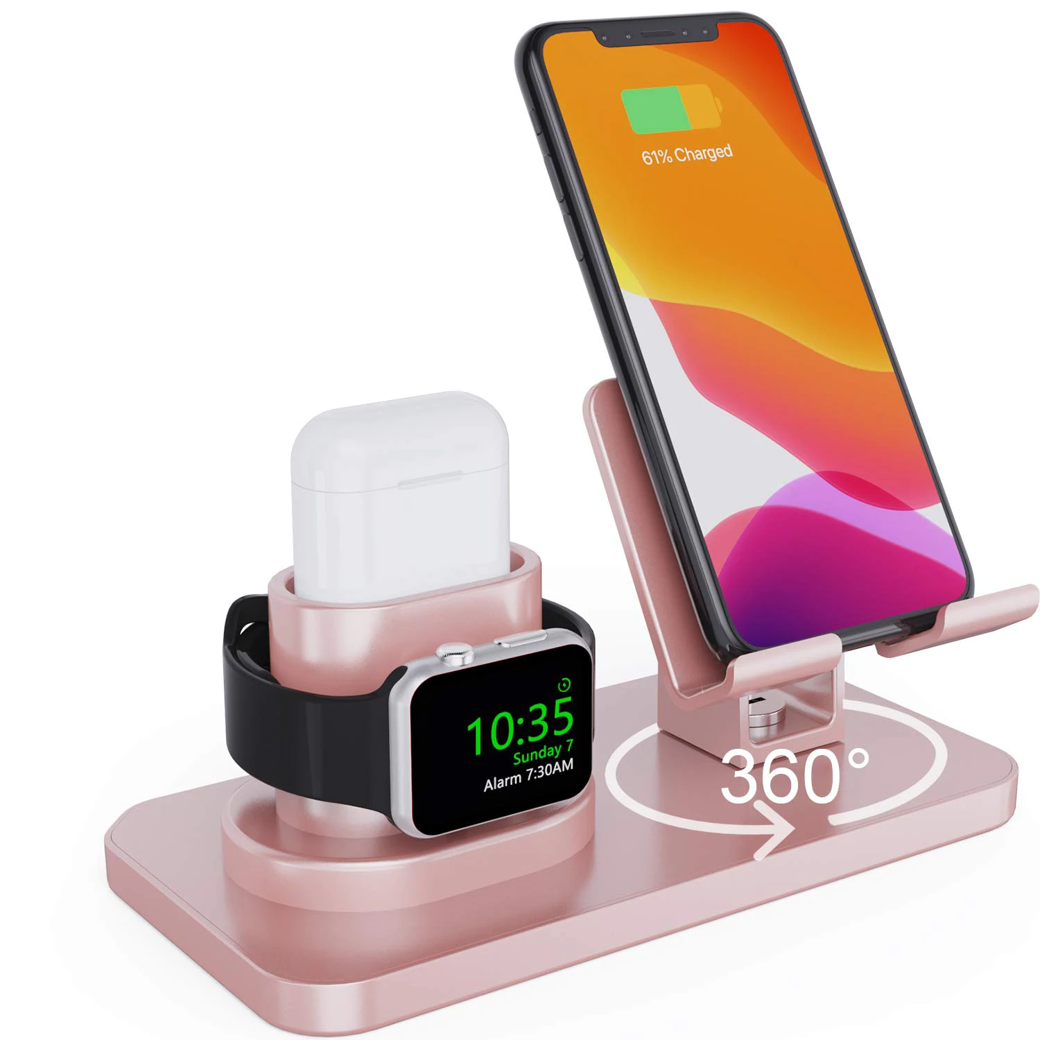 

HAIQINGTAO for Apple Watch Charger Stand Airpods Dock,Rotation Cell Phone Stand,Desktop Stand Charging Station Holder