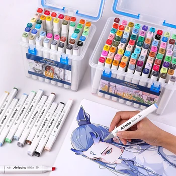 

40/60 Colors Markers Set of Alcohol Marker for Drawing Felt-Tip Pens Set Dual Tip Alcohol Ink Art Supplies for Artist Handicraft