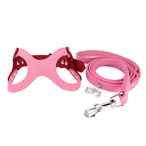Pink Set Собачий жгут для маленьких собак, жилет и поводок, набор мягких крепких ошейников и жгутов, товары для домашних животных для чихуахуа, французского бульдога - Цвет: Pink Set