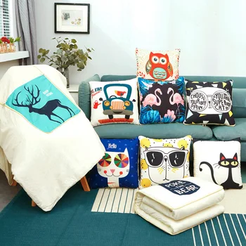 

Multifunctional Pillow Blanket Dual Purpose Coral Fleece Blanket Cushion Pillow Blanket Folding Car Load Airable Cover Three-in-