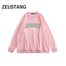 

Zeustang Fashion Hoodies English elements Print Cartoon Pullover Streetwear Hip Hop Loose Casual Sweatshirts Tops Outerwear
