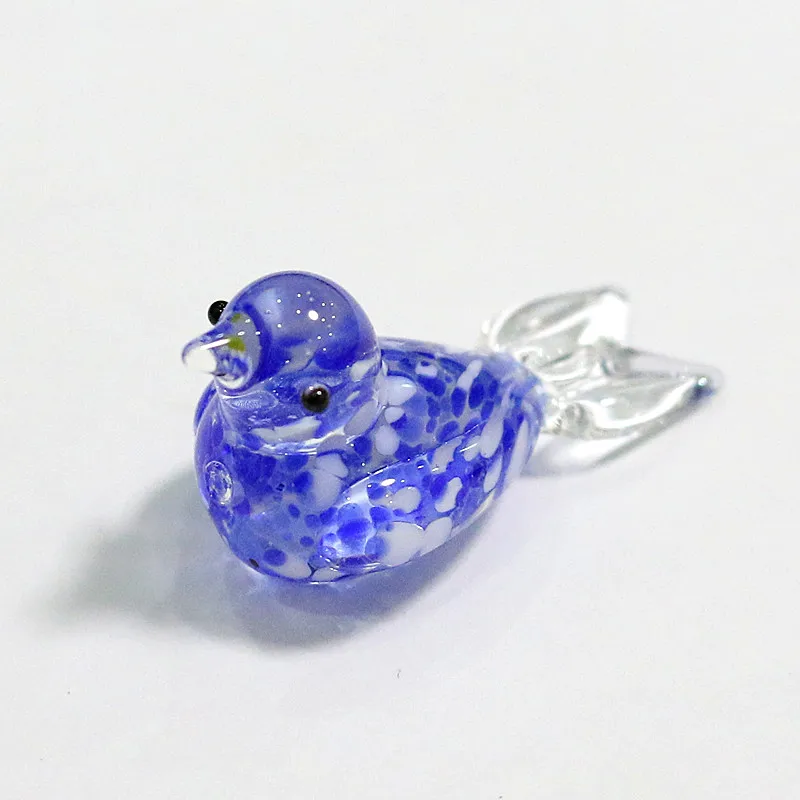 

Custom New Mini Cute Handmade Blue Glass Bird Figurine Easter Lovely Small Animal Ornament Home Tabletop Decor Charm Accessories