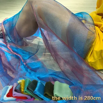 

Organza Fabric Metallic Flashing Mesh Fabric Rridescence Mesh Magic Color Fabrics Wedding Dress Cosplay material 300x280cm