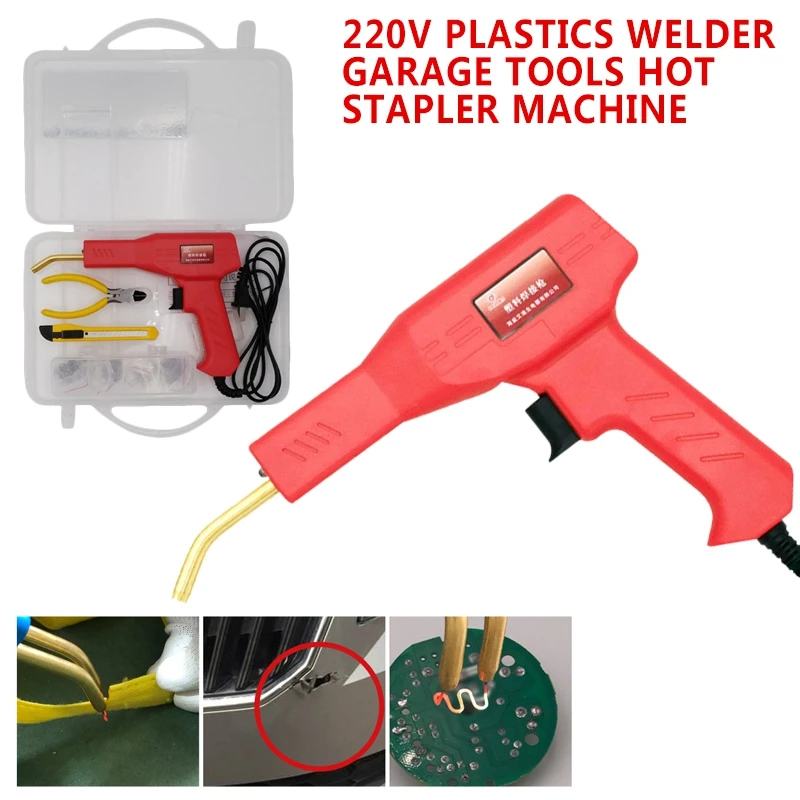 

220V Plastics Welder Garage Tools Hot Stapler Machine +Alloy Steel 50 Watt Welding Equipment Repair Patching Tool Spot Welders