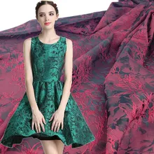 Африканская Красная Блестящая жаккардовая парча кружевная ткань для платья, сделай сам черная одежда для шитья Лоскутная Ткань кружевная ткань, 1 ярд ширина 150 см