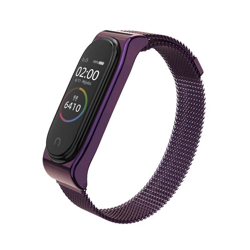 Mi jobs для mi band 4 металлический браслет для Xiaomi mi Band 4 3 ремешок Безвинтовой из нержавеющей стали mi Band 3 браслет на запястье - Цвет: Milanese SE Purple