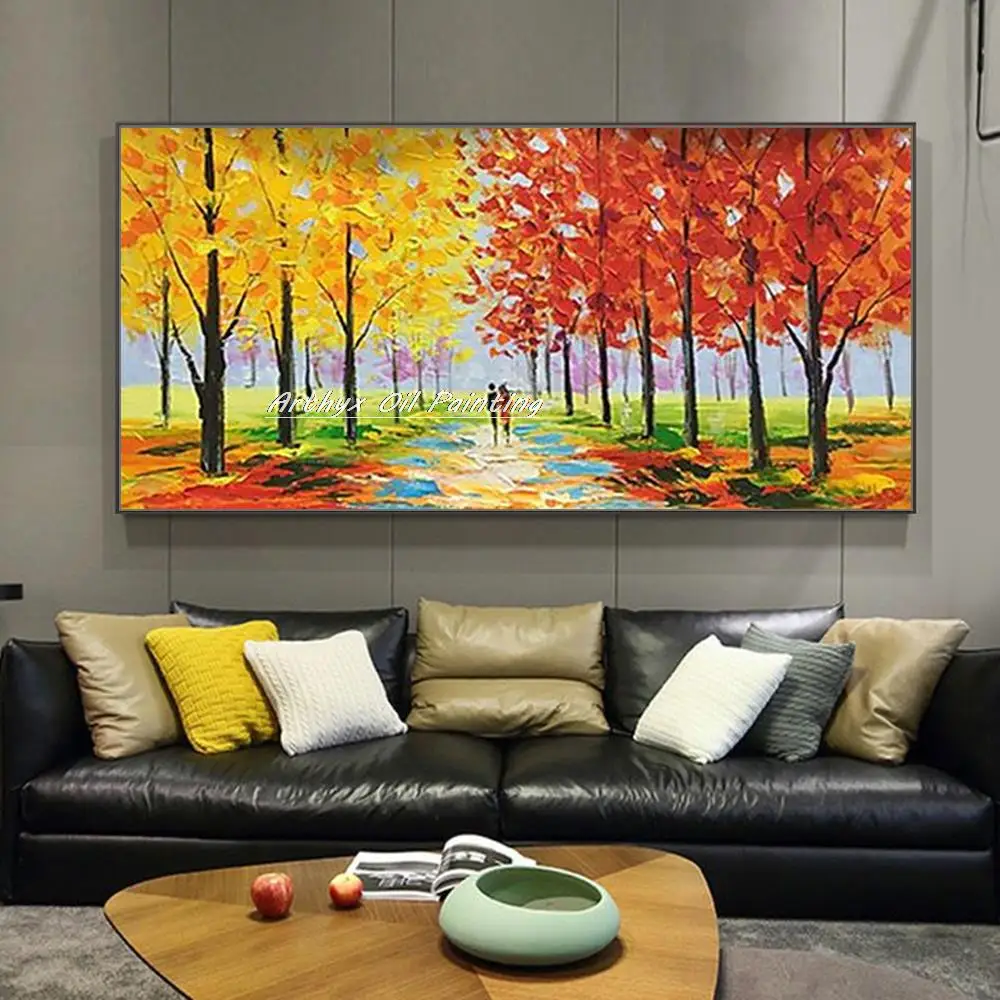 

Hand Painted Decorative Pictures Thick Tree Landscape Oil Painting On Canvas,Modern Abstract Wall Art For Living Room,Home Decor