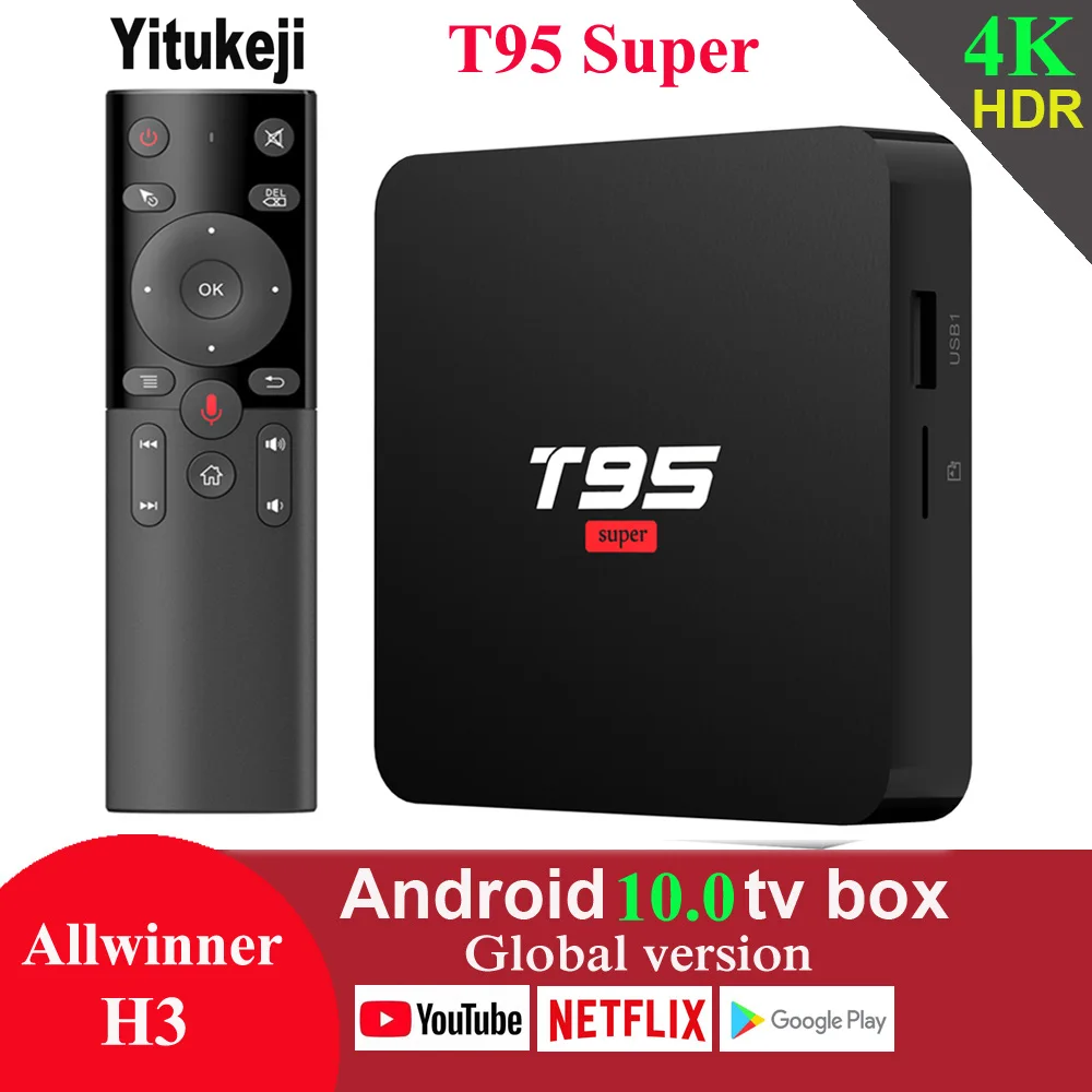 T95 супер Android 10,0 ТВ приставка 2 Гб 16 Гб Allwinner H3 четырехъядерный 2,4G Wifi 4K H.265 1080P Grobal телеприставка