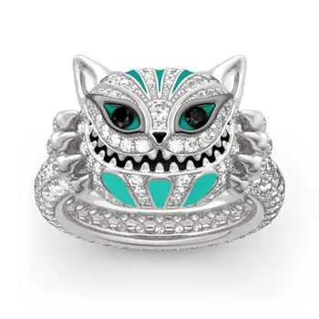 

New fashion style full set zircon skull cat ring female hip hop party accessories holiday commemorative gift wholesale