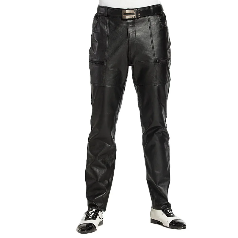 Lederen Broek Mannen Echte Schapenvacht Motorfiets Biker Mannelijke Broek Lente Herfst Winter Casual Mode Merk Mannen Broek Lederen Broek Mannen Echte Schapenvacht Motorfiets Biker Mannelijke Broek Lente Herfst Winter Casual Mode Merk Mannen Broek