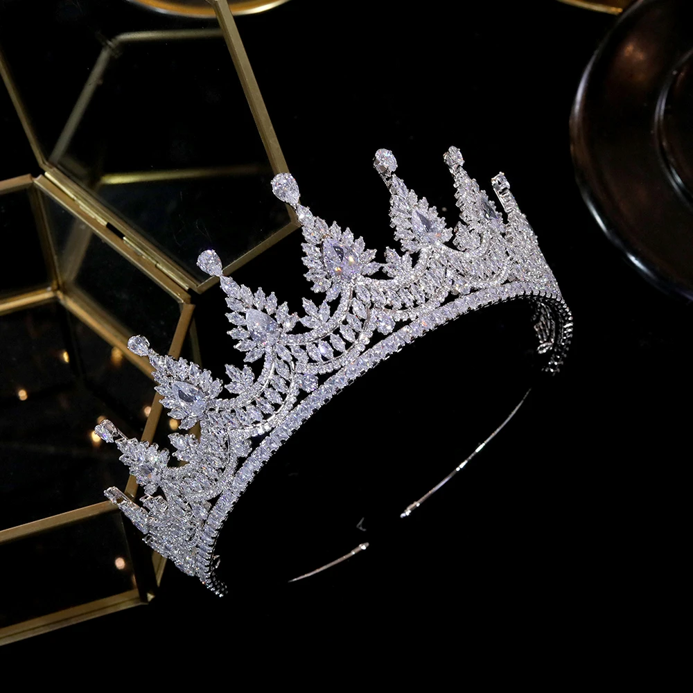 ASNORA Luxury Tiaras And Crowns engagement tiara wedding crown evening dress accessories bridal jewelry CZ zirconia tiara