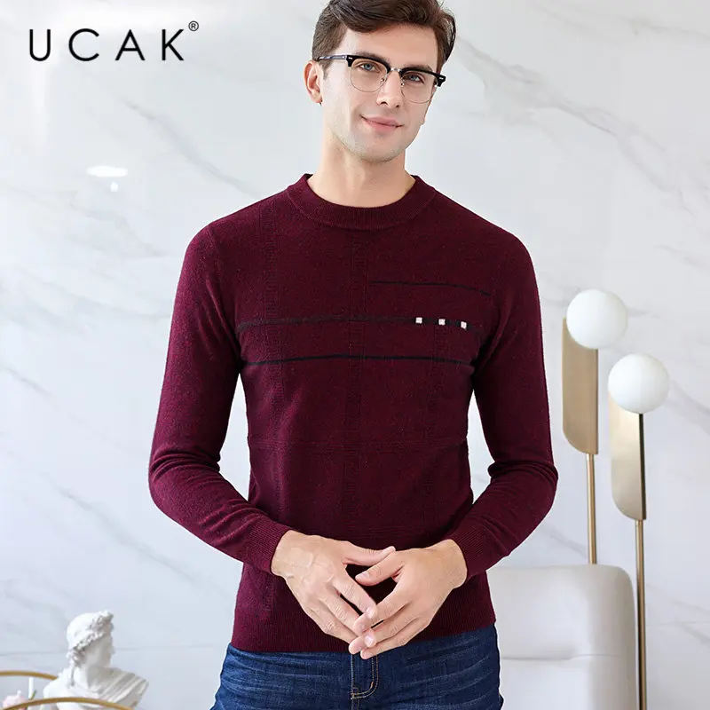 UCAK Brand Pure Merino Wool Sweater Men Streetwear Casual O-Neck Pull Homme Autumn Winter Thick Warm Cashmere Pullover Men U3037 UCAK Brand Pure Merino Wool Sweater Men Streetwear Casual O-Neck Pull Homme Autumn Winter Thick Warm Cashmere Pullover Men U3037