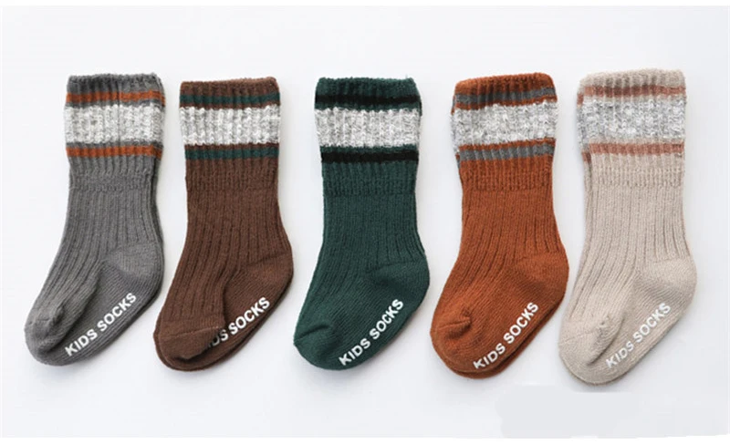 3 пар/компл. Носки Детские теплые высокие носки для маленьких мальчиков зимние носки из хлопка для детей ясельного возраста, полосатые носки для 1/3/5/8 лет
