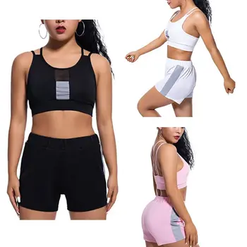 

Women Summer 2 Piece Outfits Reflective Striped Crop Top Biker Shorts Set Sexy Mesh Patchwork Fitness Sports Tracksuit Clubwear