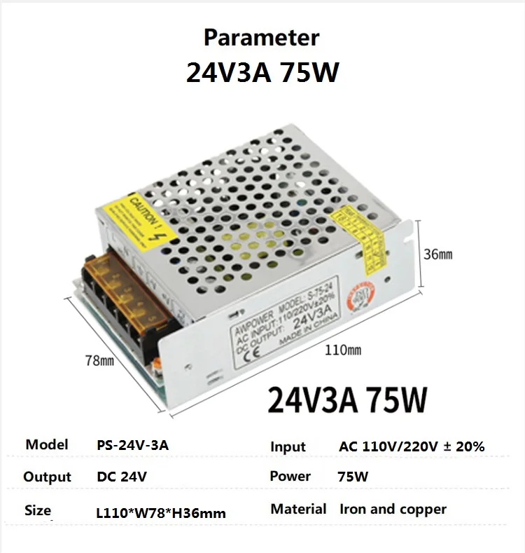 100-240V input,24VDC output,1A 2A 3A 4A 5A 8A 10A 15A 16.5A 20A 24V Strip driver,lighting transformer led switch power supply